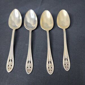 1937 HOLLYWOOD 4 Large Soup Serving Spoons Luxor Plate Wallace 7.25"